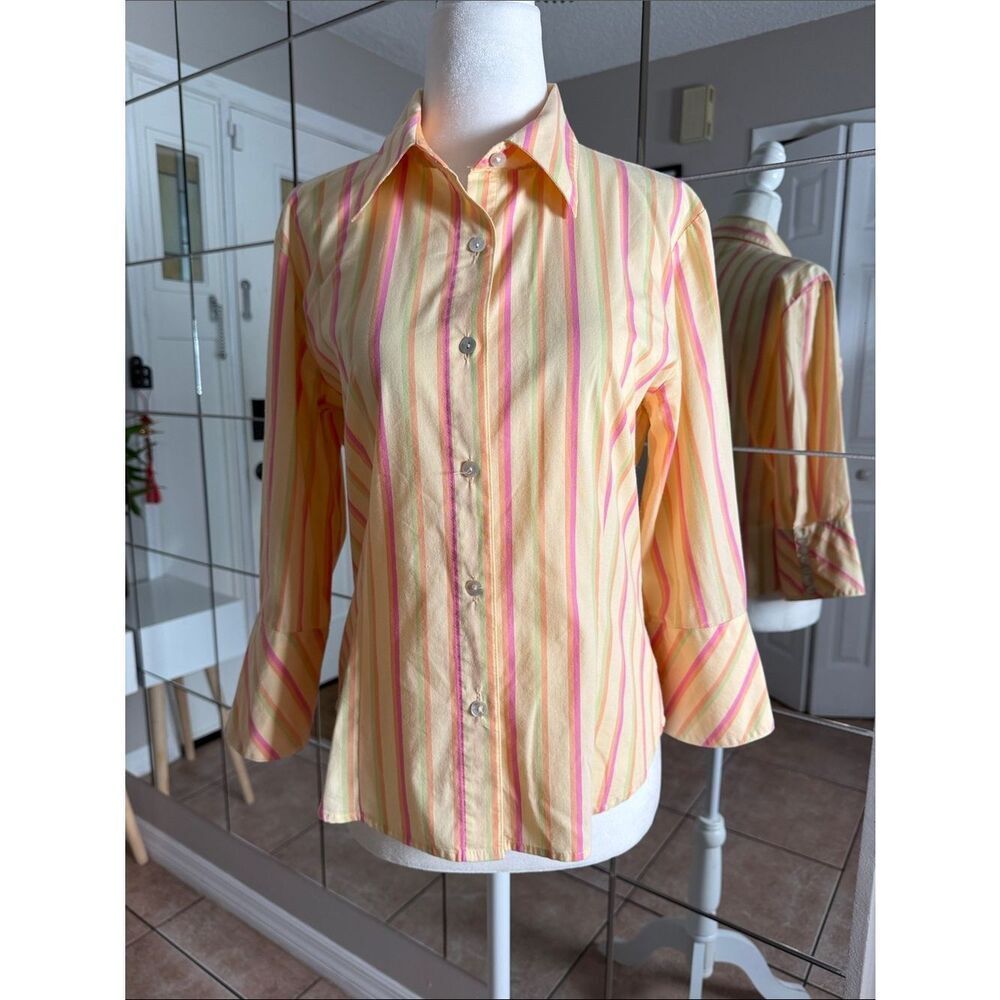 bill blass Yellow, Pink & Orange Striped Button-Down Shirt